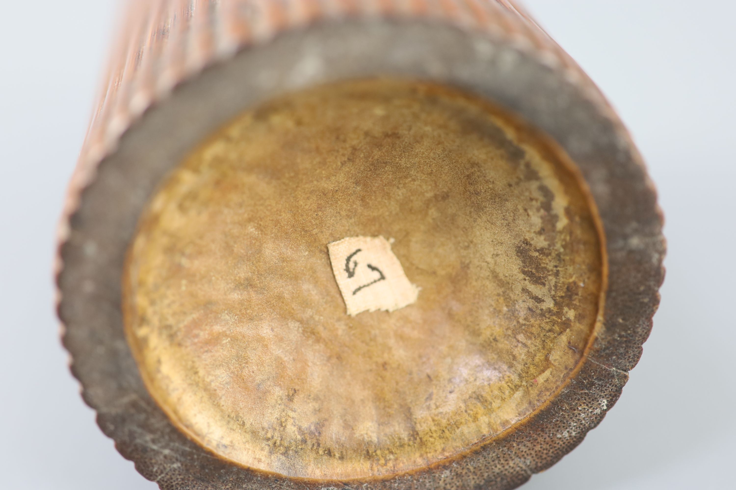An unusual Chinese reeded bamboo brushpot, bitong, 18th/19th century,